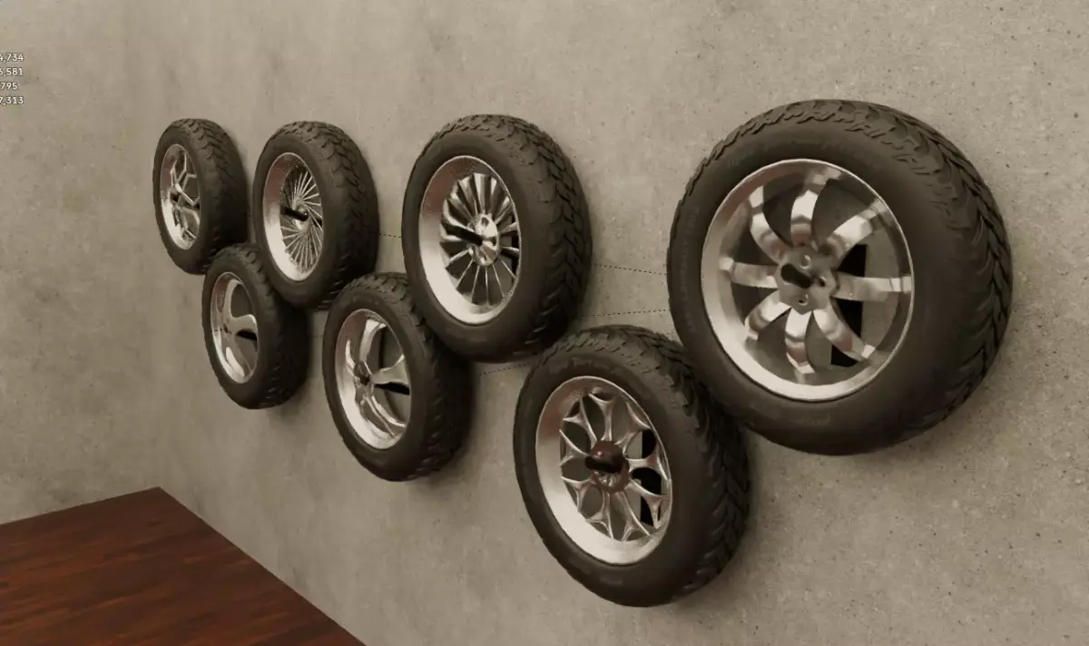 tires with different rim designs 3D model