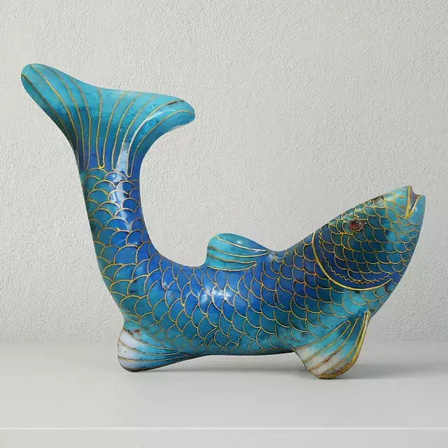 Cloisonne Koi Fish with Garnet Eyes 3D model