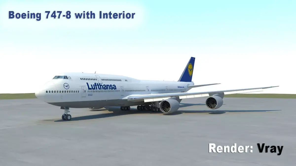 B 747-8 with Interior  3D model
