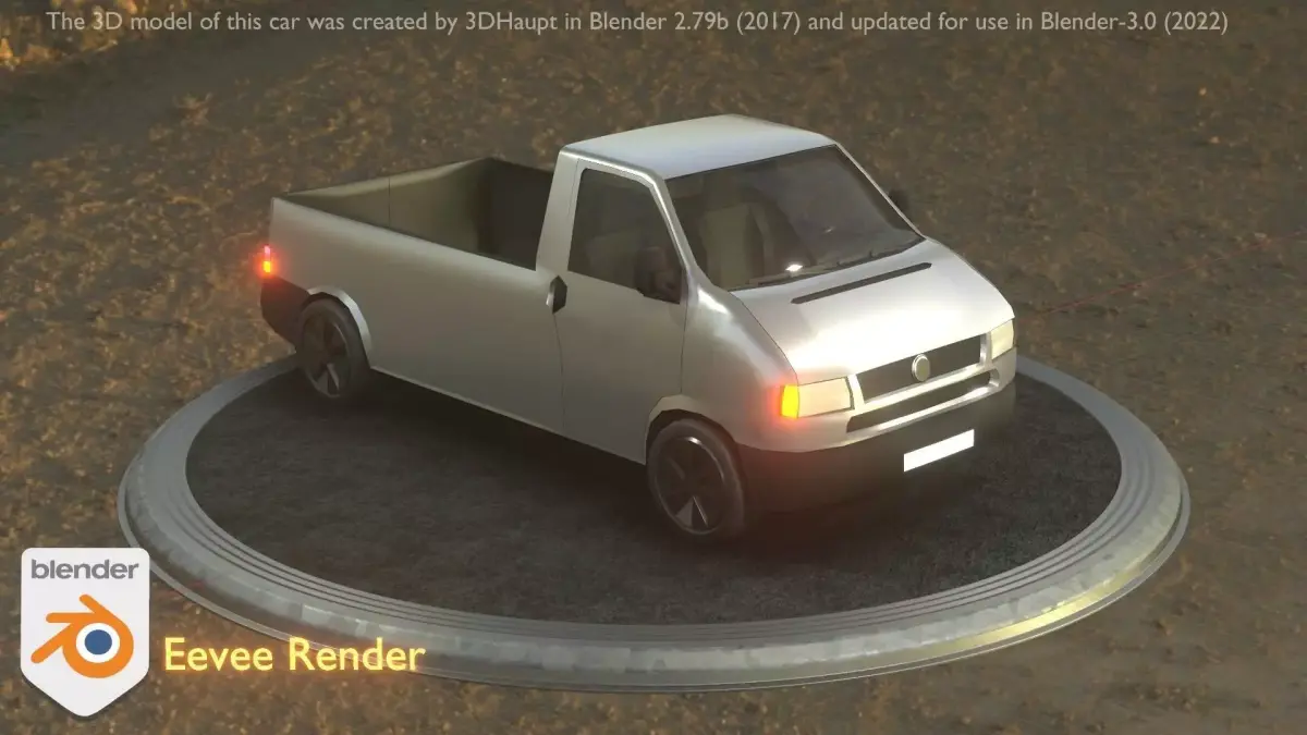 City Car 69 Commercial Pickup 3500 Type-C Silver Low-poly 3D model
