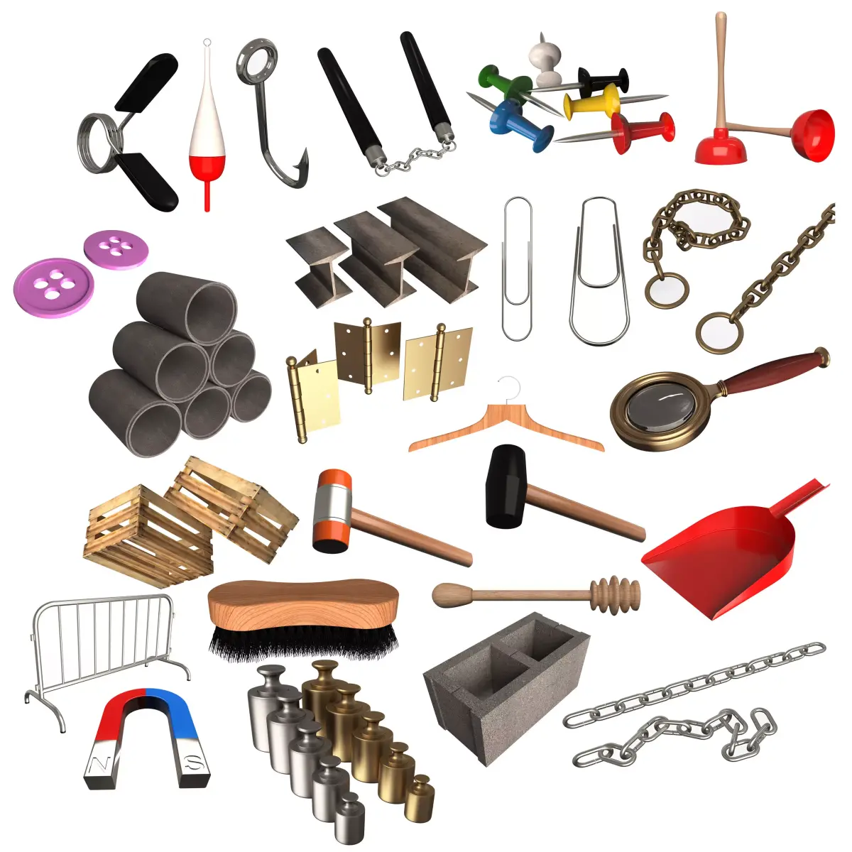 Houseware and Industrial Objects Collection Low-poly 3D model