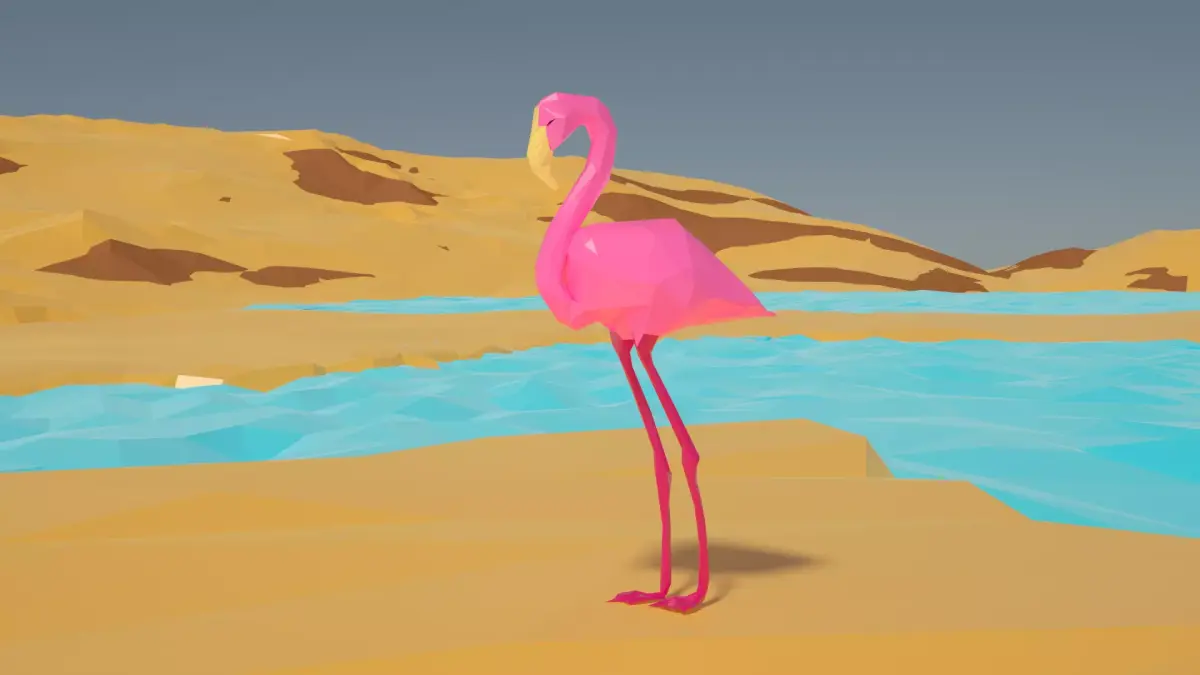 Pink Flamingo sylized 3d model Low-poly 3D model