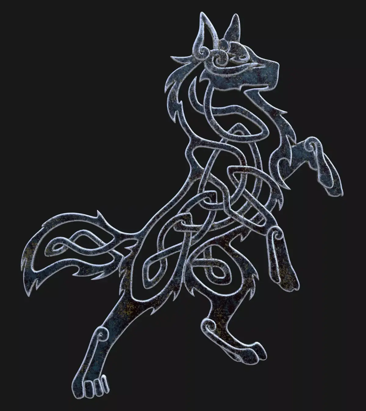 Celtic Wolf Pendant Low-poly 3D model