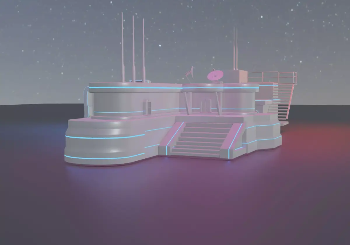 Futuristic Sci-fi skyscraper pack low poly 3d model Low-poly 3D model