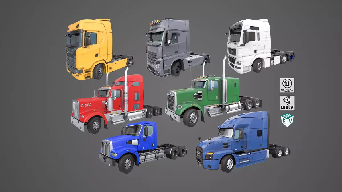 Heavy Truck 7 Chassis Generic Collection All PBR Textures  3D Model Pack