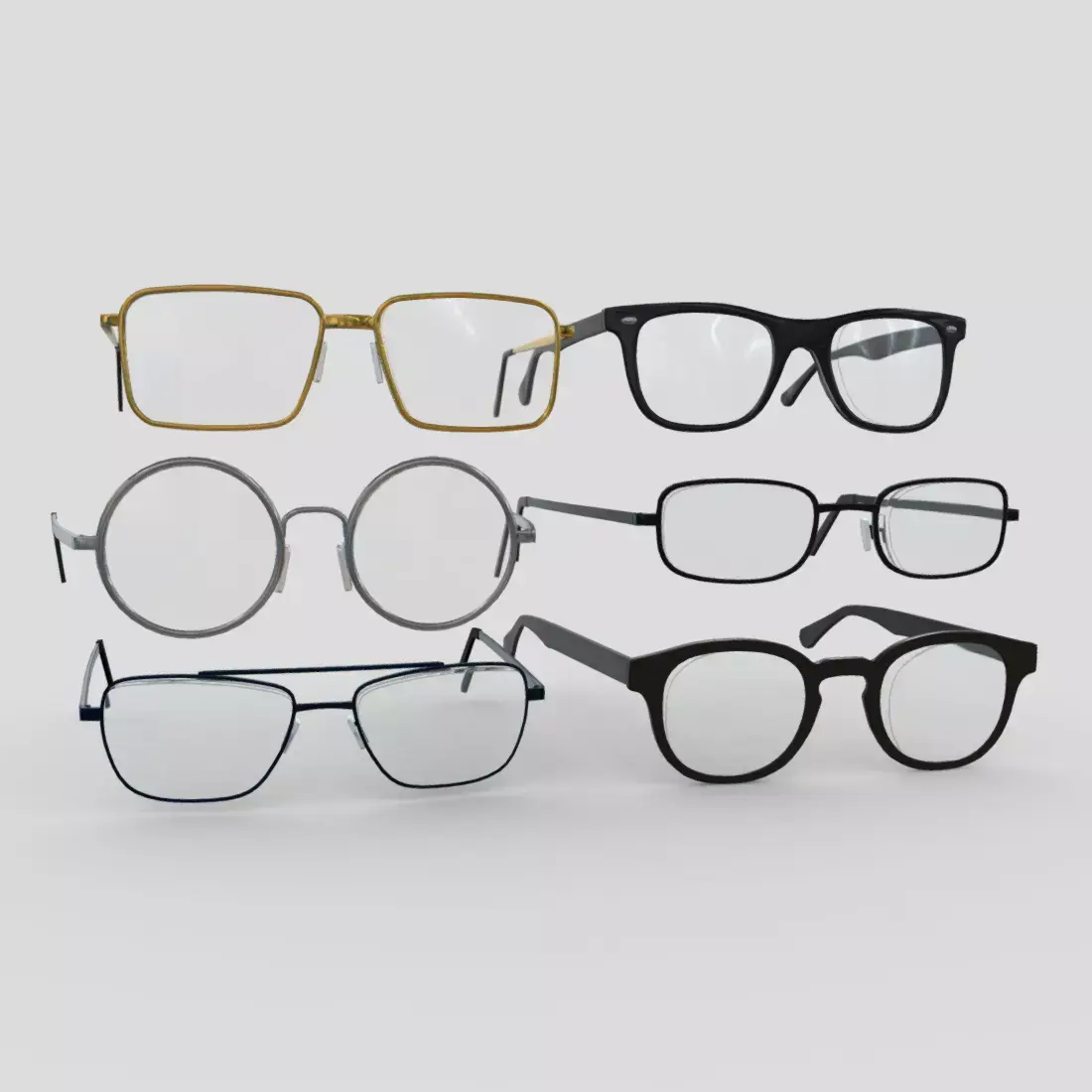 Glasses Pack Low-poly 3D model