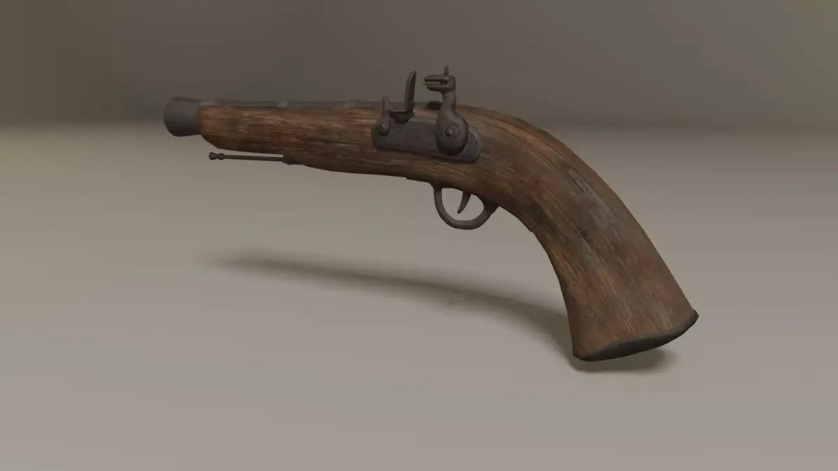 Pirate flintlock gun Low-poly 3D model