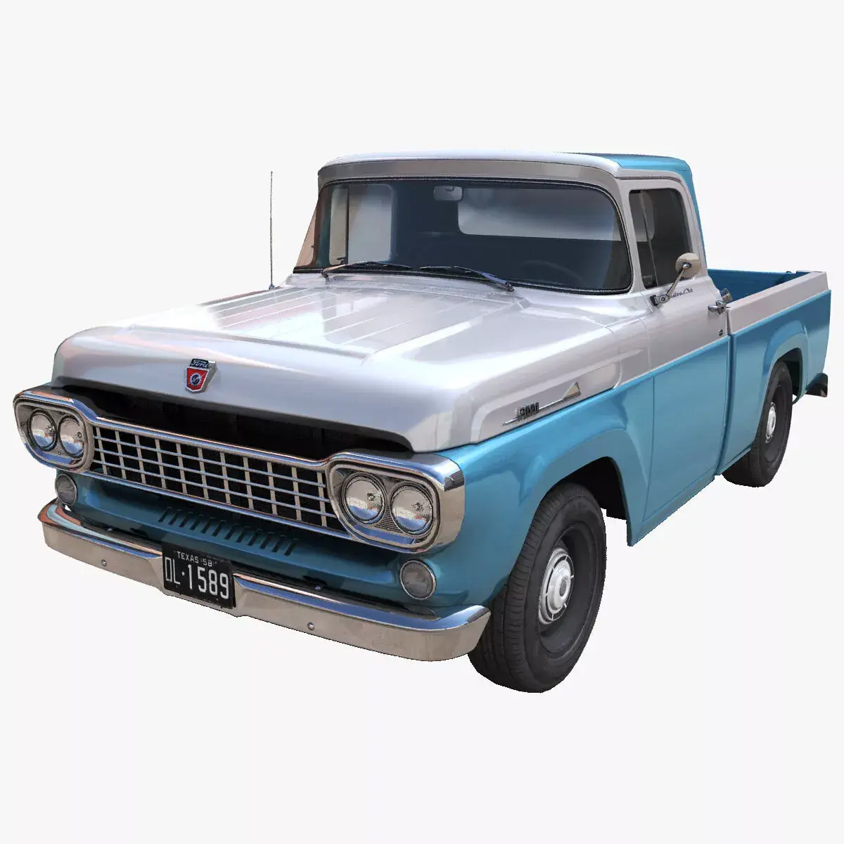 1958 American pickup truck Low-poly 3D model