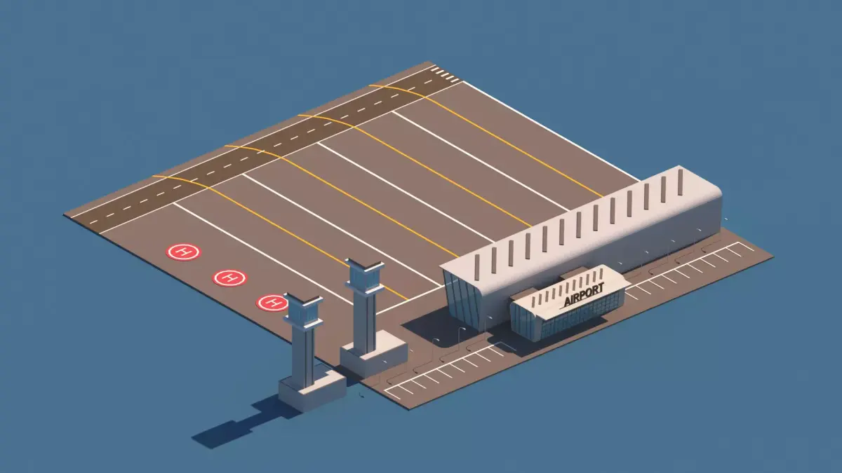 Cartoon Low Poly Airport Package Low-poly 3D model