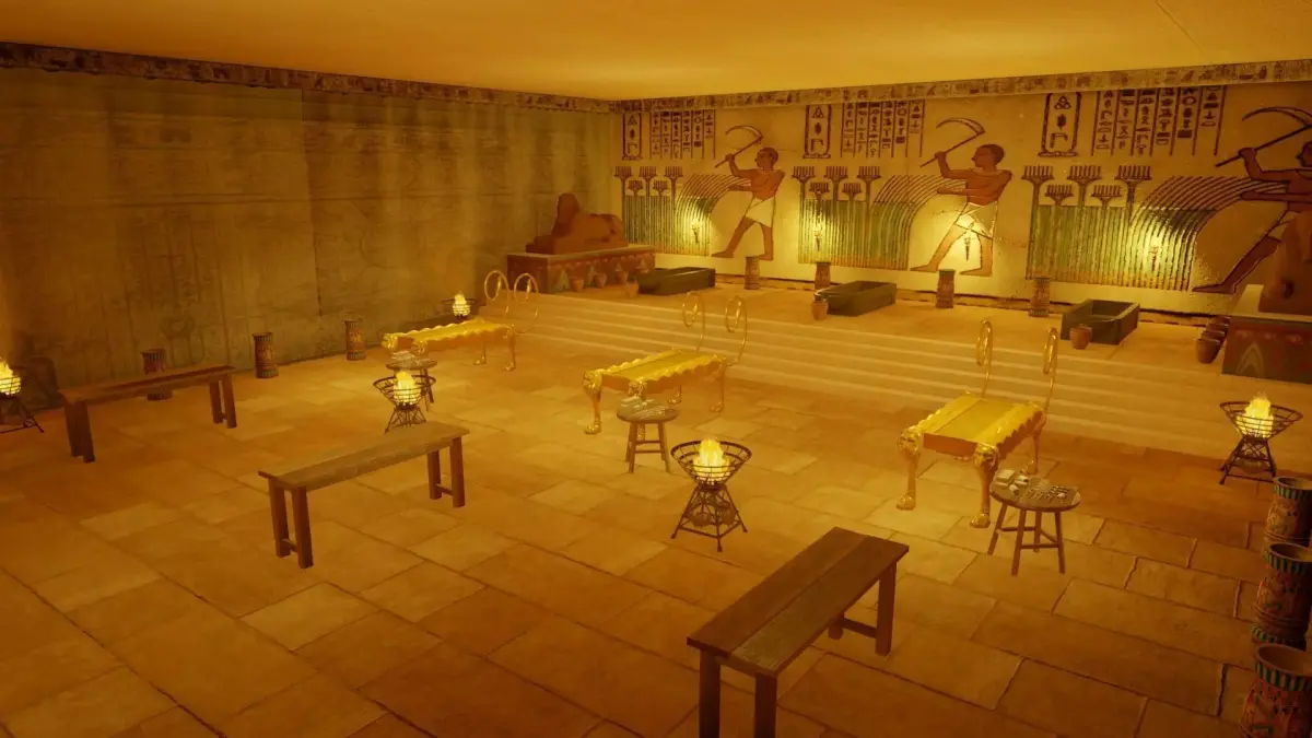 Egypt Mummification Ritual Chamber with Lion Offering Table 3D model