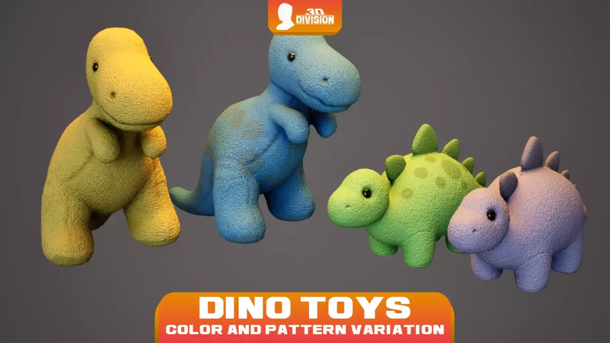 Dinosaur Plush Toys - PBR Game Ready - LOW POLY Low-poly 3D model