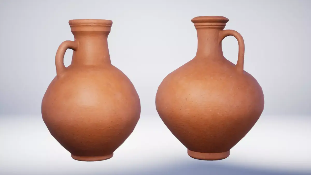 Roman Terracotta Flagons - 2 Variations Low-poly 3D model