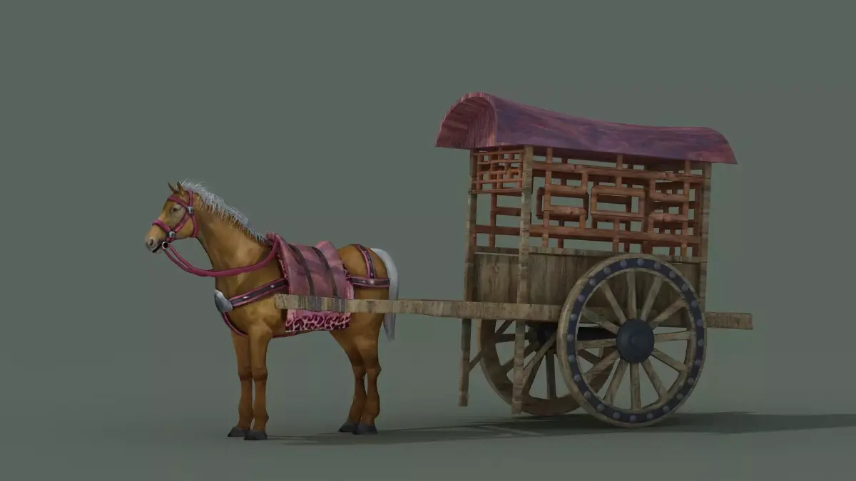 carriage Barouche based work file Horse Buggy covered  3D model
