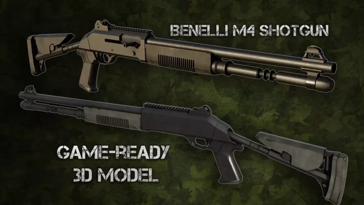 Benelli M4 Shotgun Low-poly 3D model