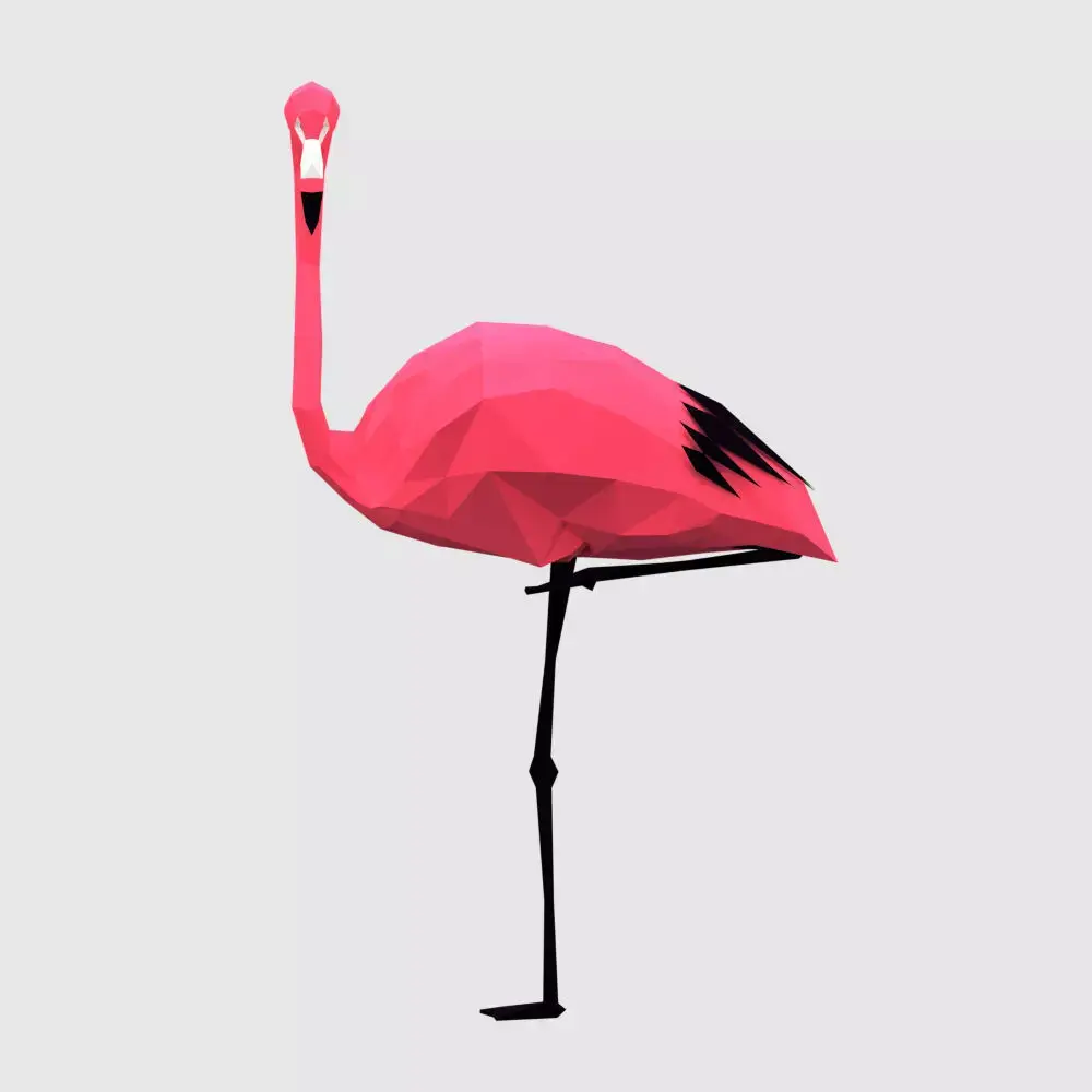 Flamingos flamingo in low polygon style Low-poly 3D model