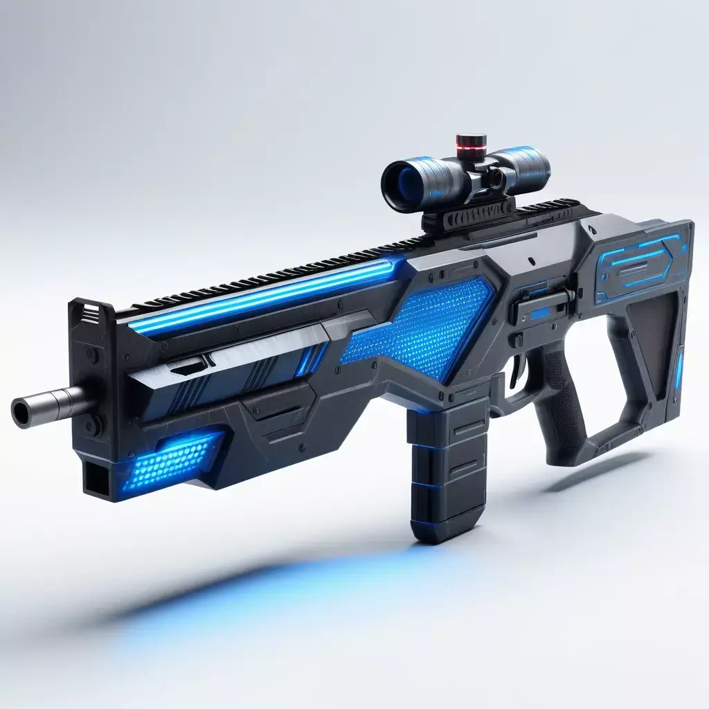 Futuristic Pulse Rifle Blue Ammo 3D model