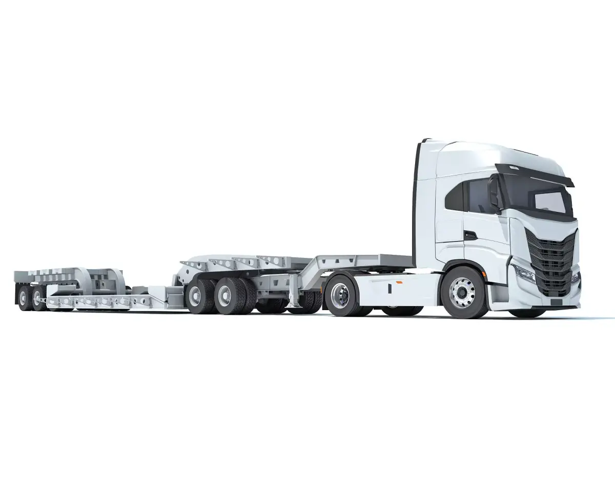 Heavy Truck with Lowboy Trailer 3D model purchase