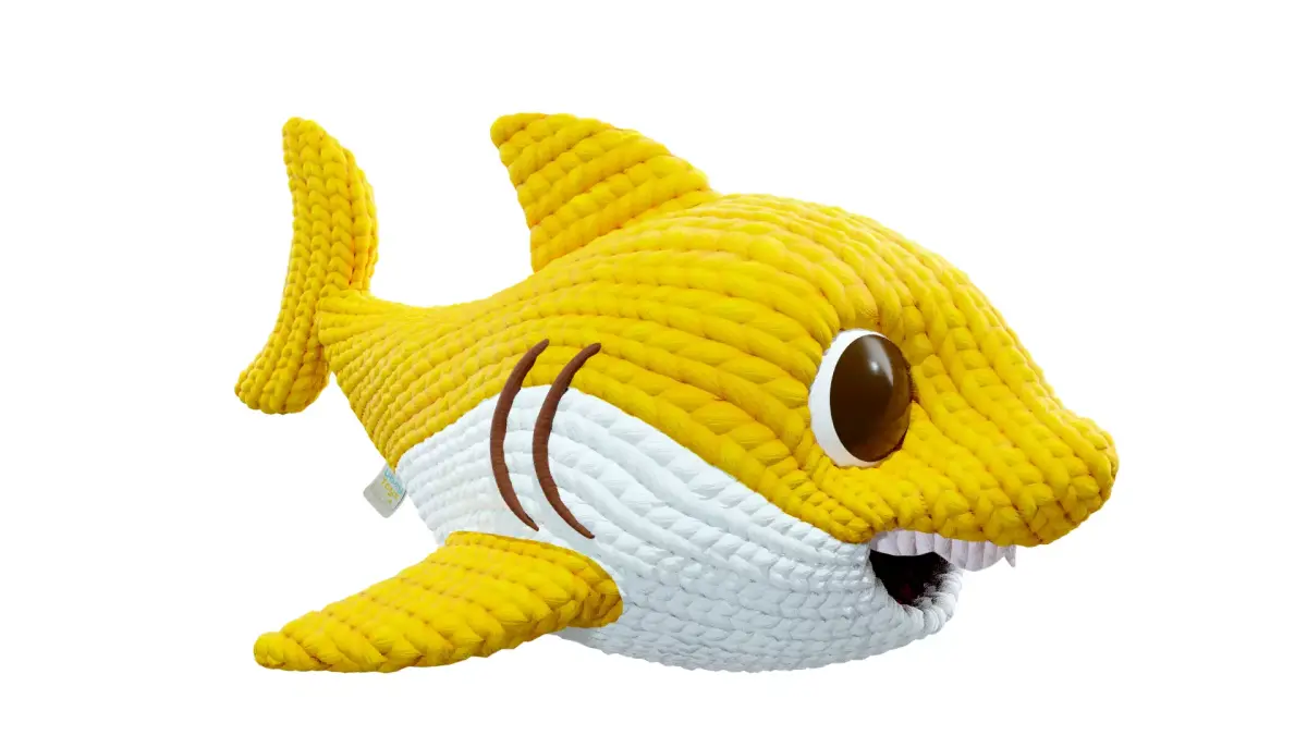 Knitted doll baby shark 3D model