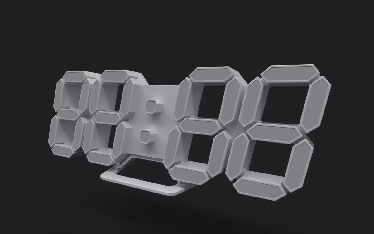 Digital clock Low-poly 3D model