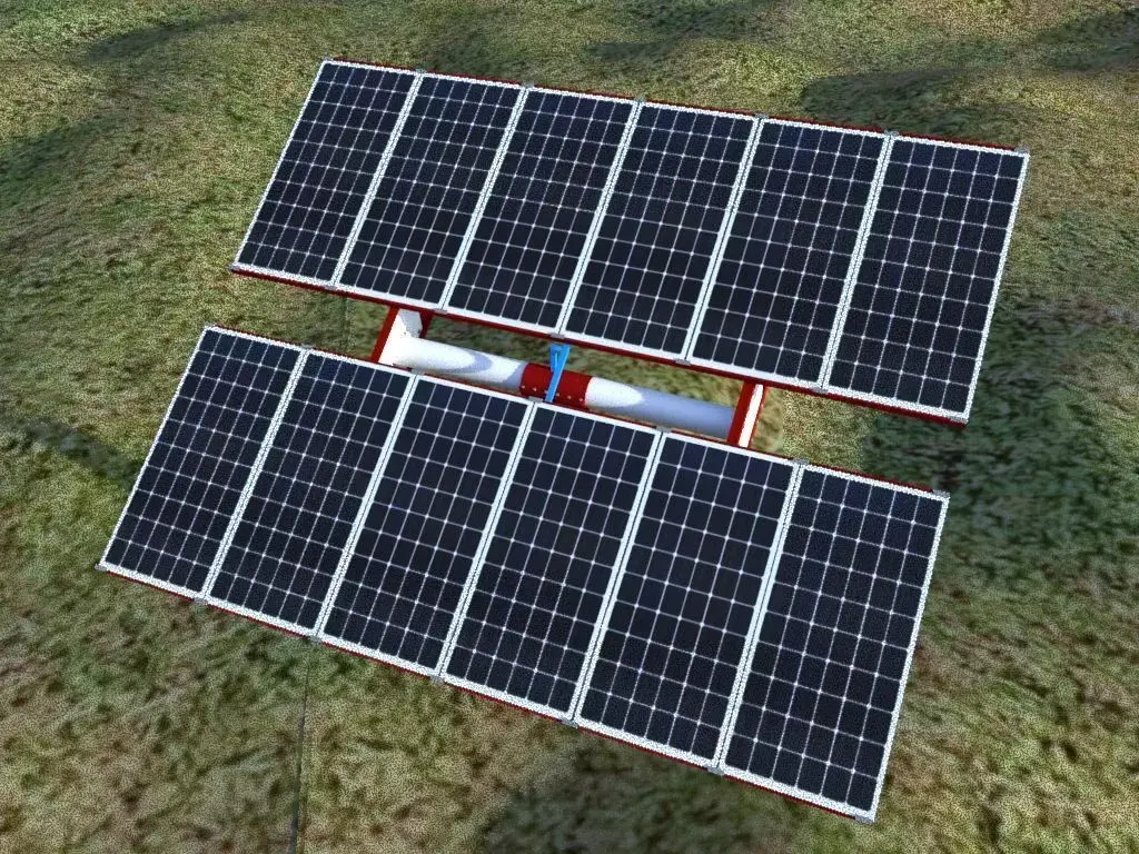 Solar panels on grassy field Low-poly 3D model