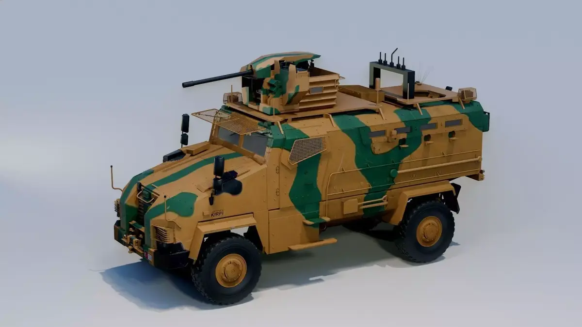 BMC kirpi MRAP - include inside - Fully Rigged Low-poly 3D model