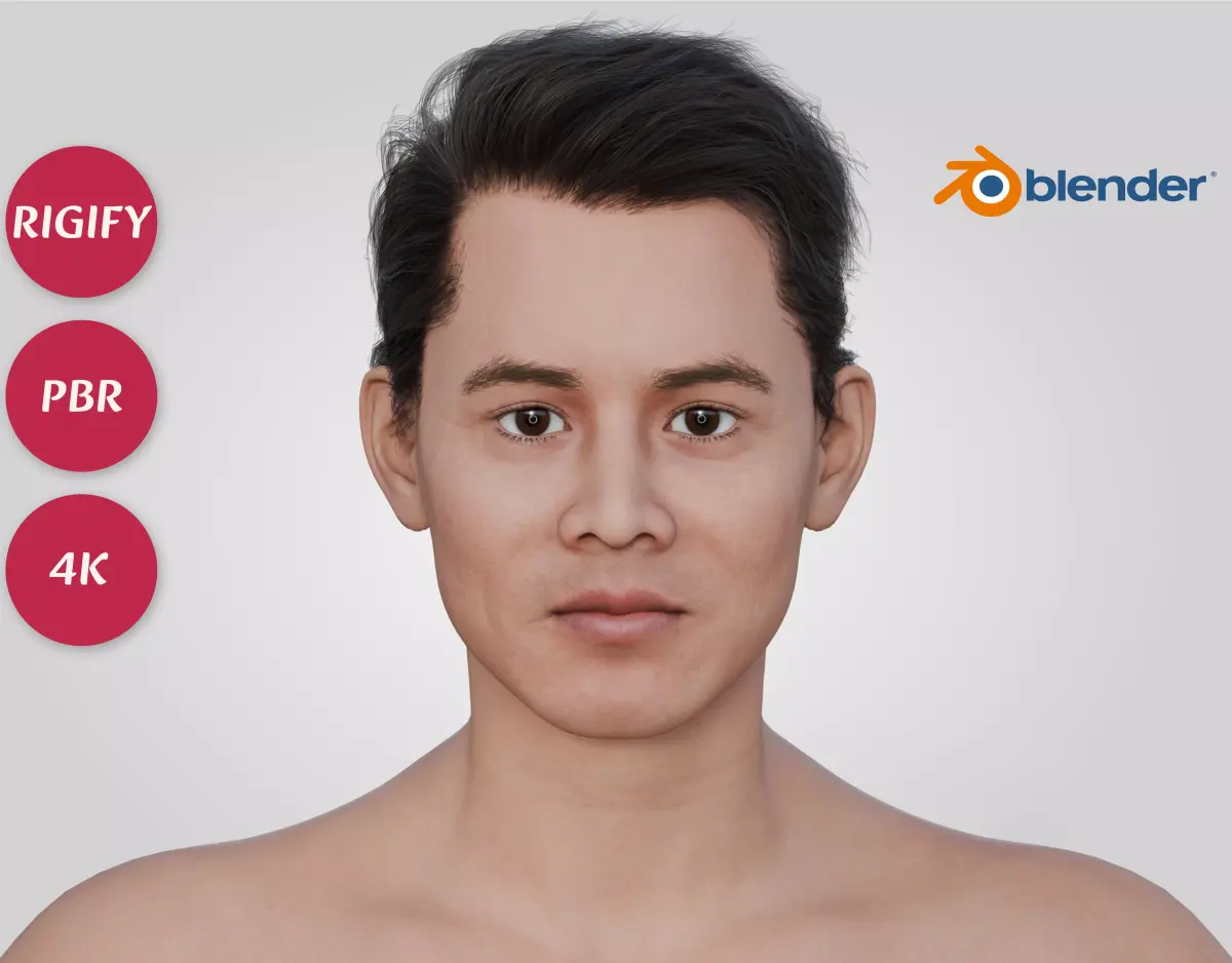 Jet Lee - Celebrity Kung Fu Man - Classic Side Part Hair Low-poly 3D model