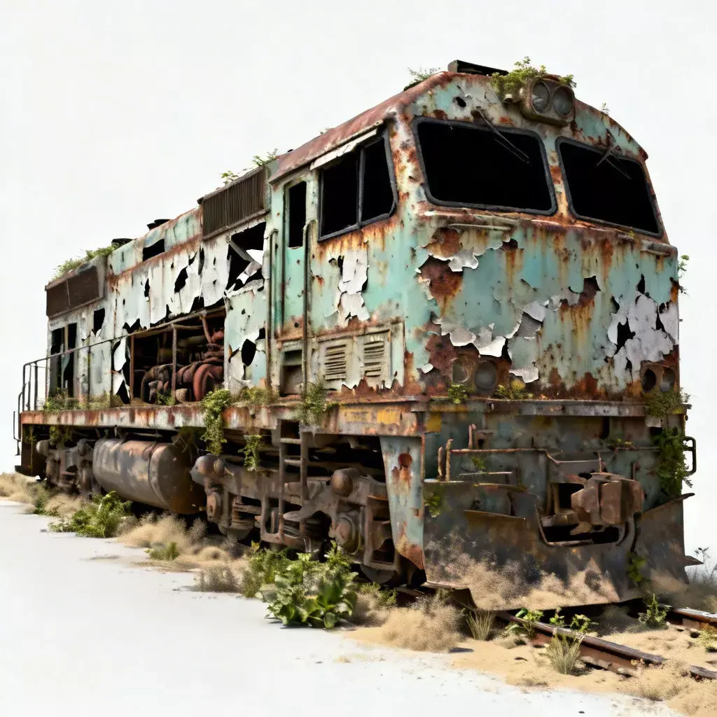 Realistic Abandoned Diesel Locomotive 3d model Low-poly 3D model