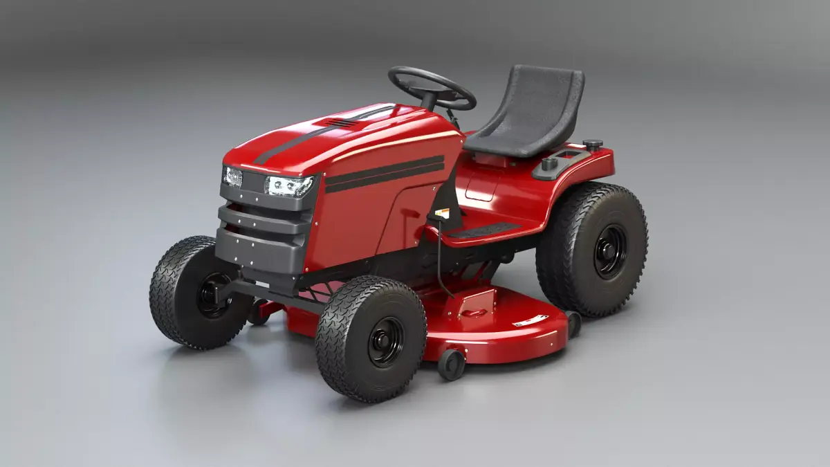 Ride-On Lawn Mower Realistic Garden Tractor PBR Textures 3D model