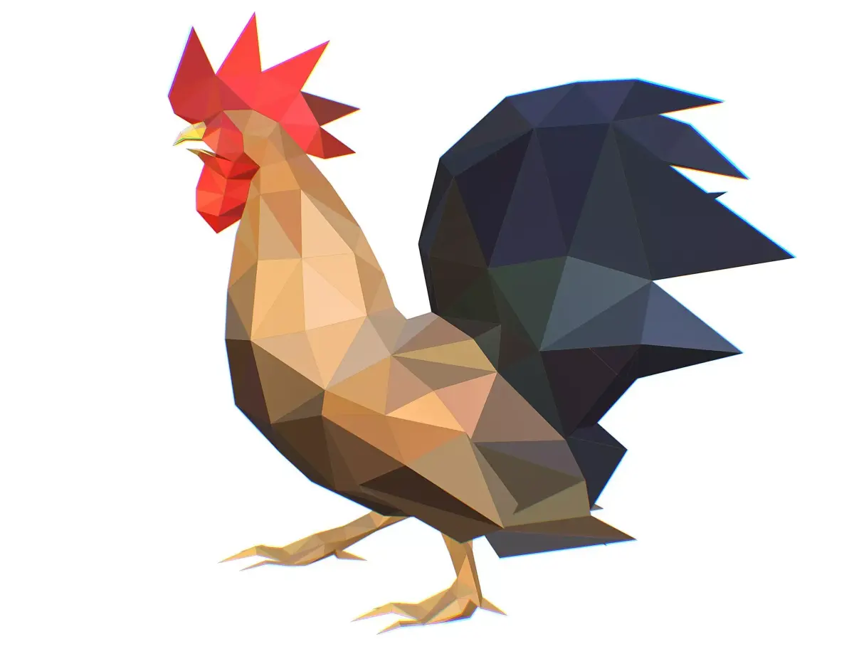 Animated Cock Lowpoly Art Style Low-poly 3D model