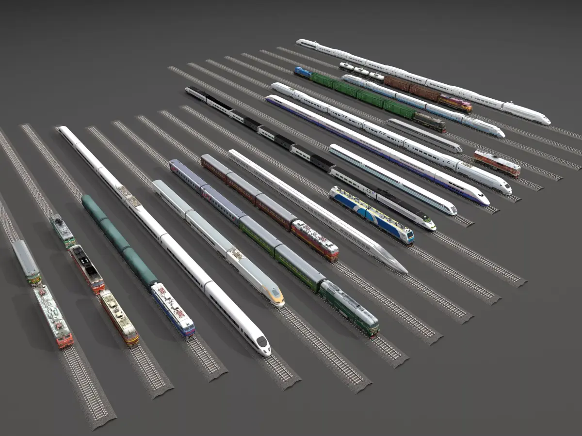 train-bullet train-rail train 3D model