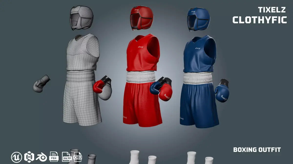 boxing - clothyfic outfits Low-poly 3D model