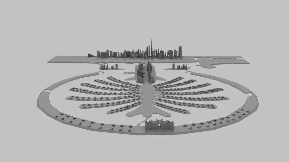 Palm Dubai Island Low-poly 3D model