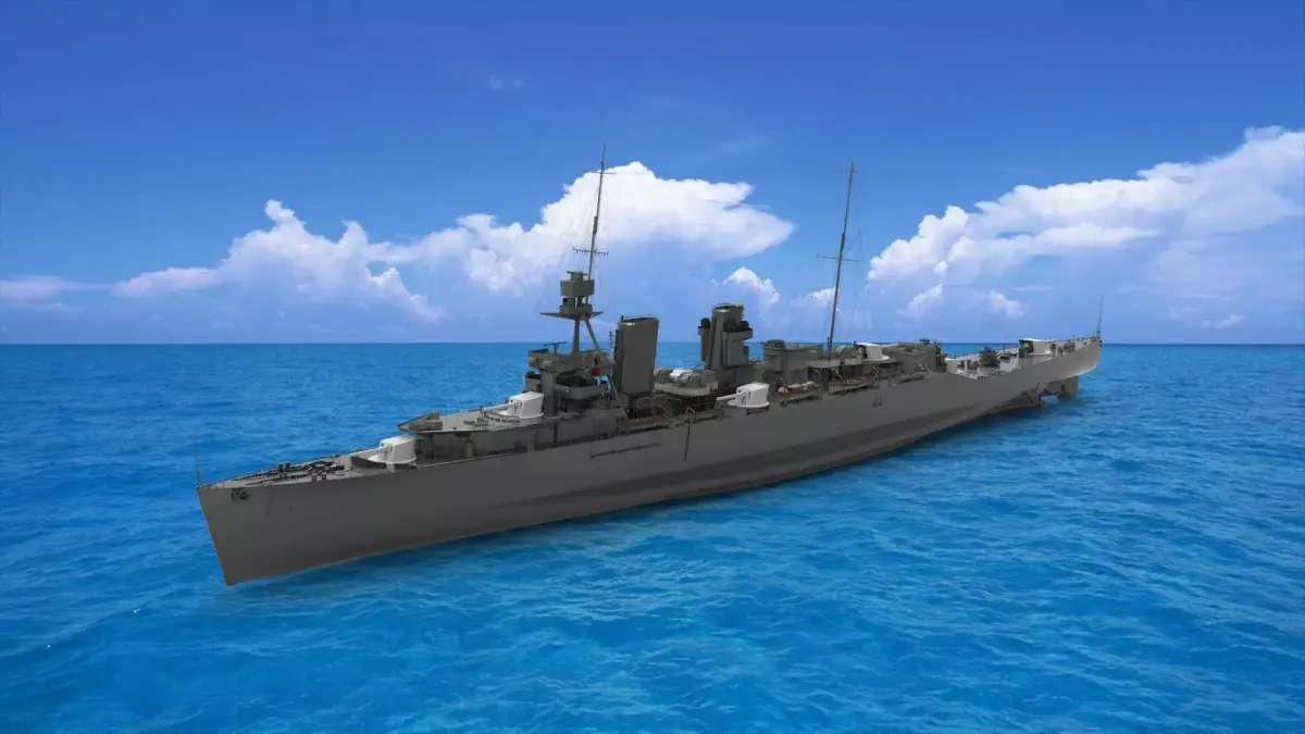 HMS Hawkins heavy cruiser 3D model