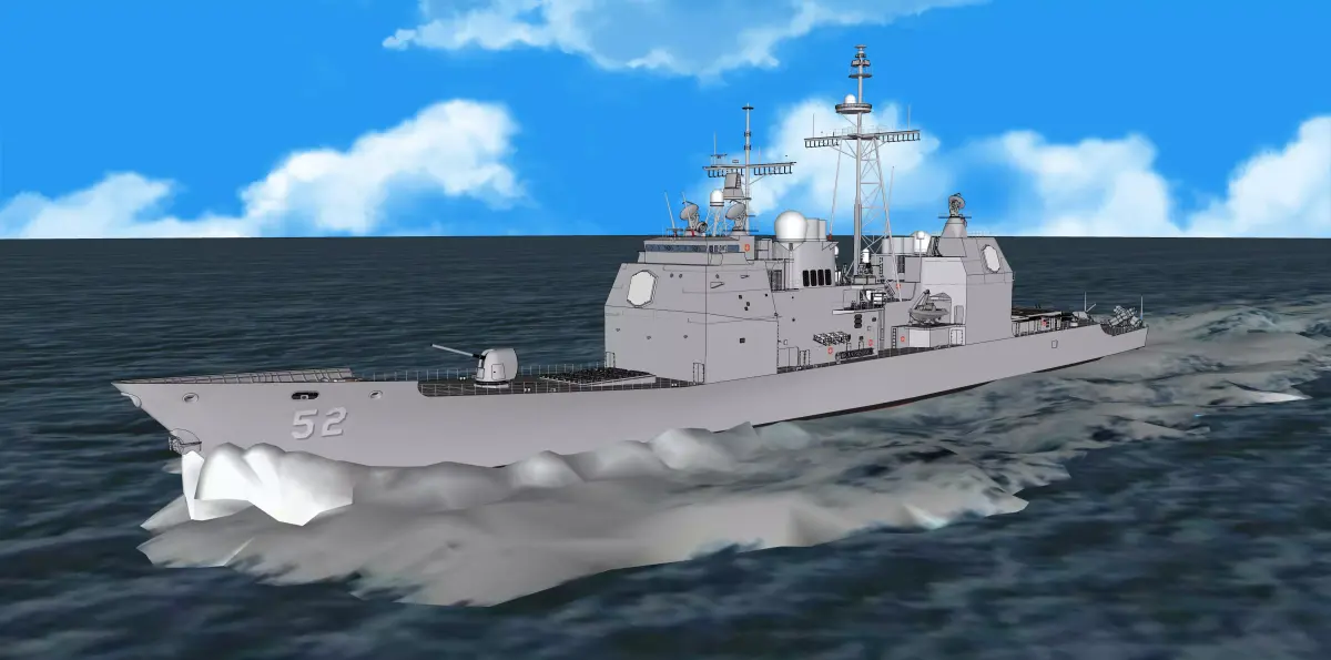 USS CG-52 Bunker Hill Ticonderoga class guided missile cruiser 3D model