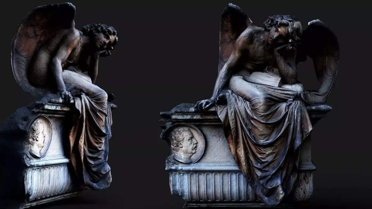 ancient ruins angel monument front part PBR photogrammetry Low-poly 3D model