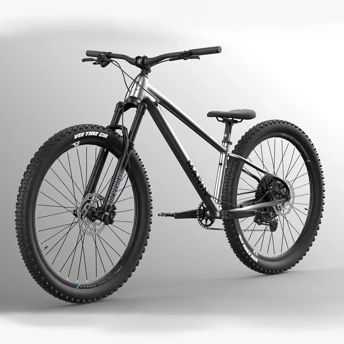 MTB hardtail metallic silver gloss black Low-poly 3D model
