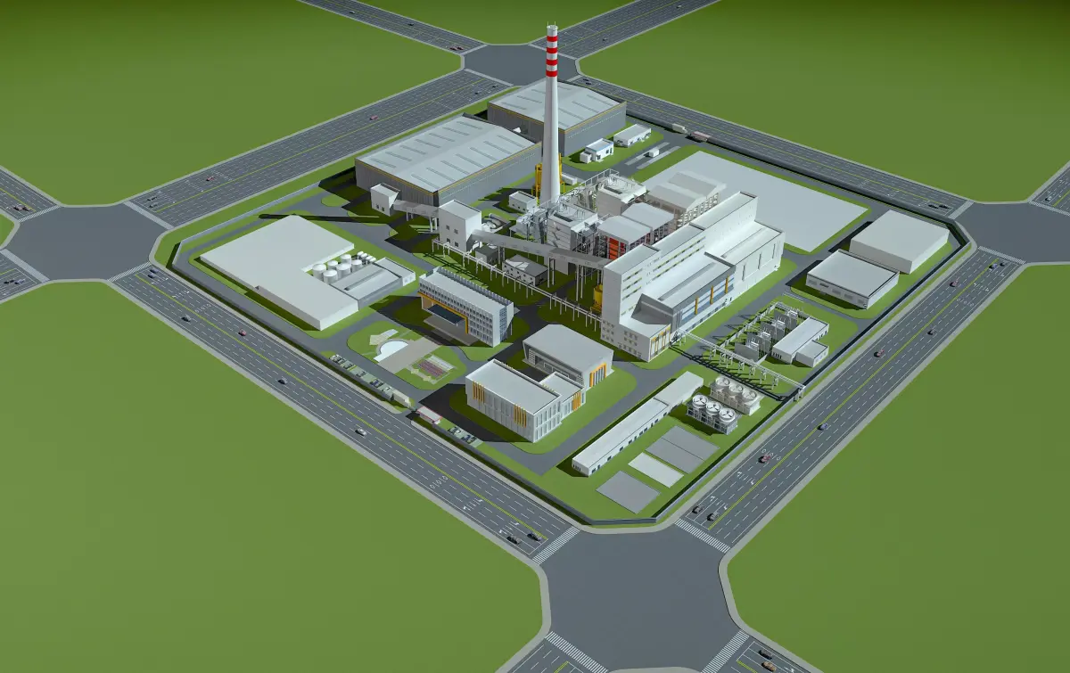 Modern factory - oil refinery - power plant 3D model