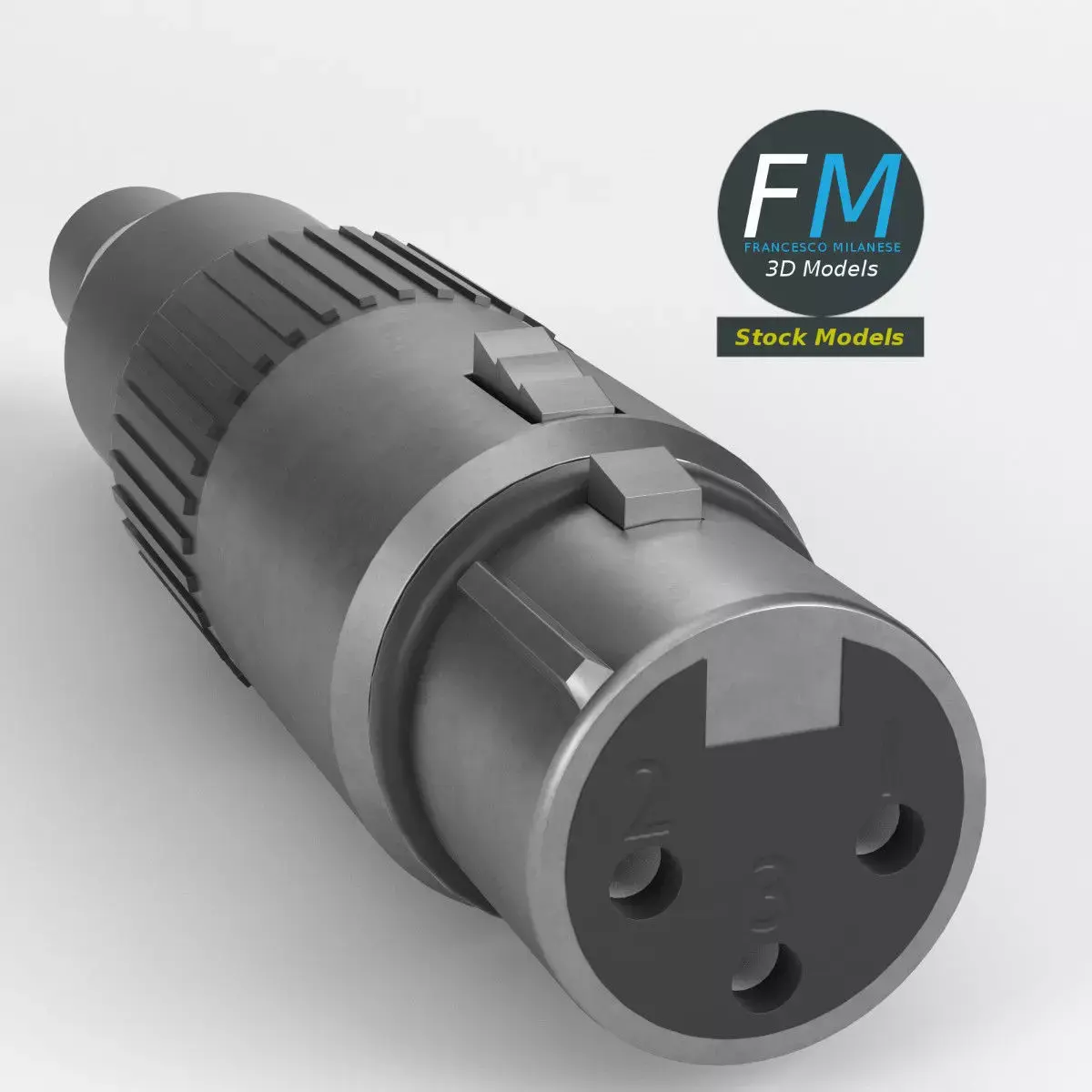 Female XLR audio connector 3D model