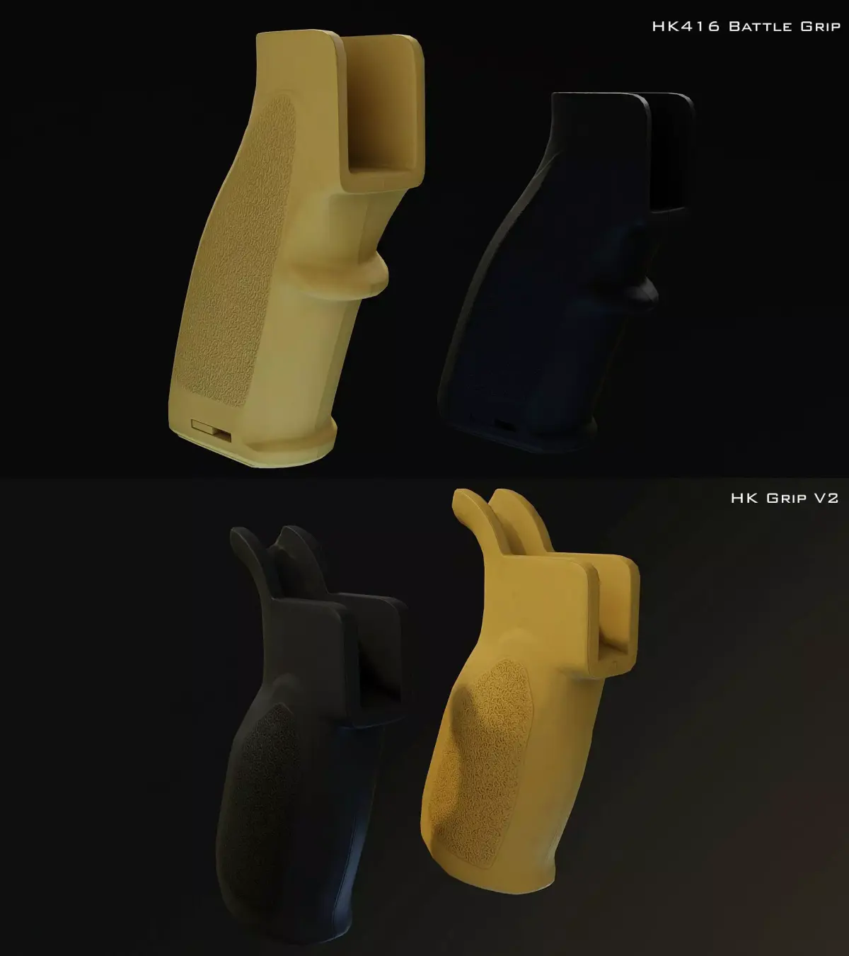 HK 416 A5 MR556 Pistol Grips Low-poly 3D model