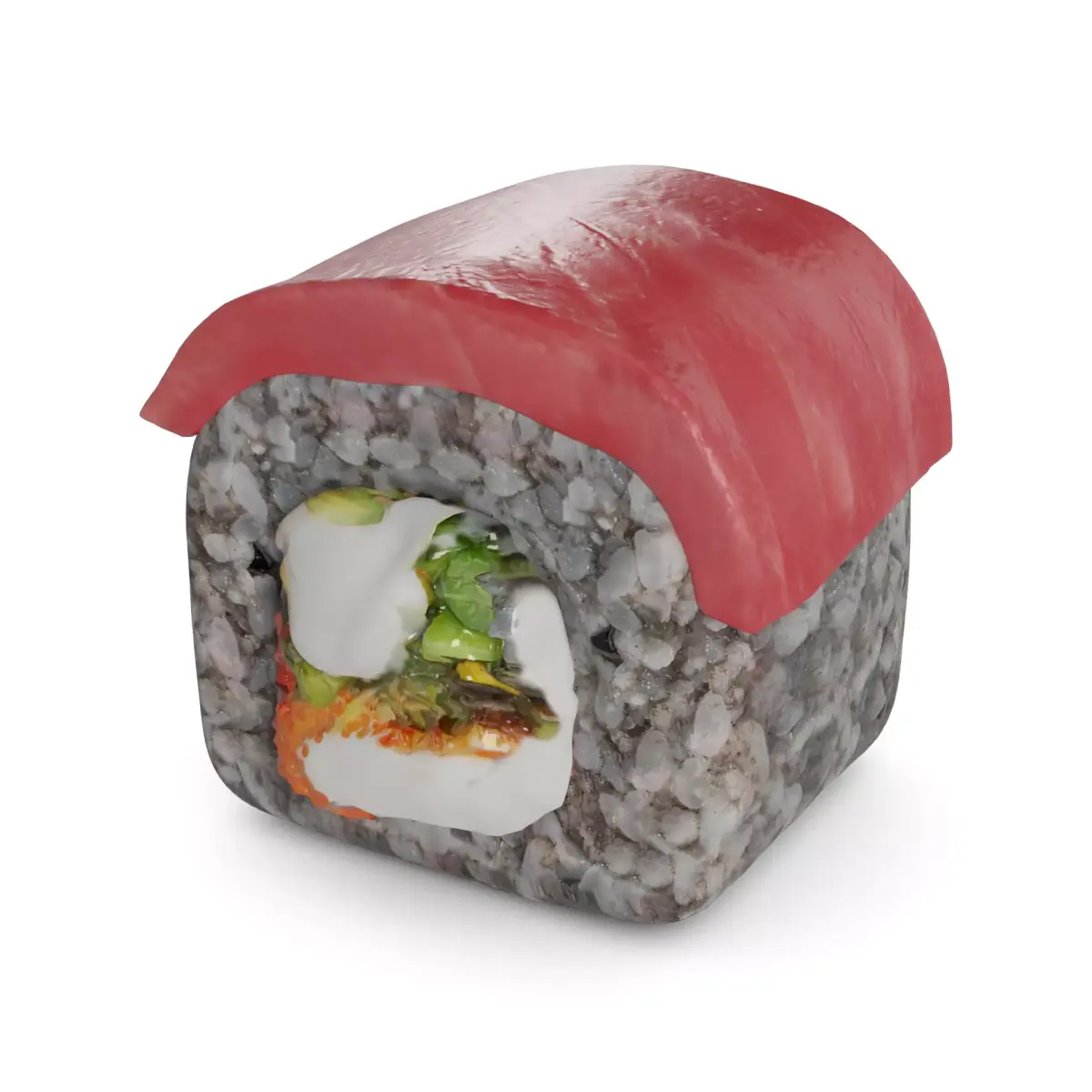 Sushi Tuna tiger prawn masago caviar wakame salad cream 3D model
