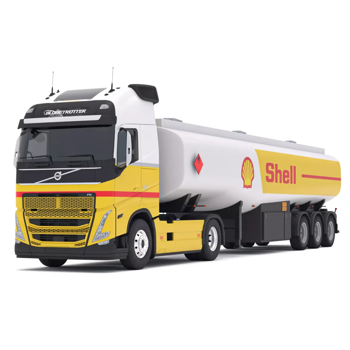SHELL Volvo fh16 with Fuel Semi Tank Trailer 3D model