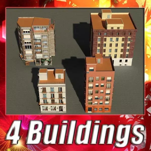 Building Collection 45-48 Low-poly 3D model