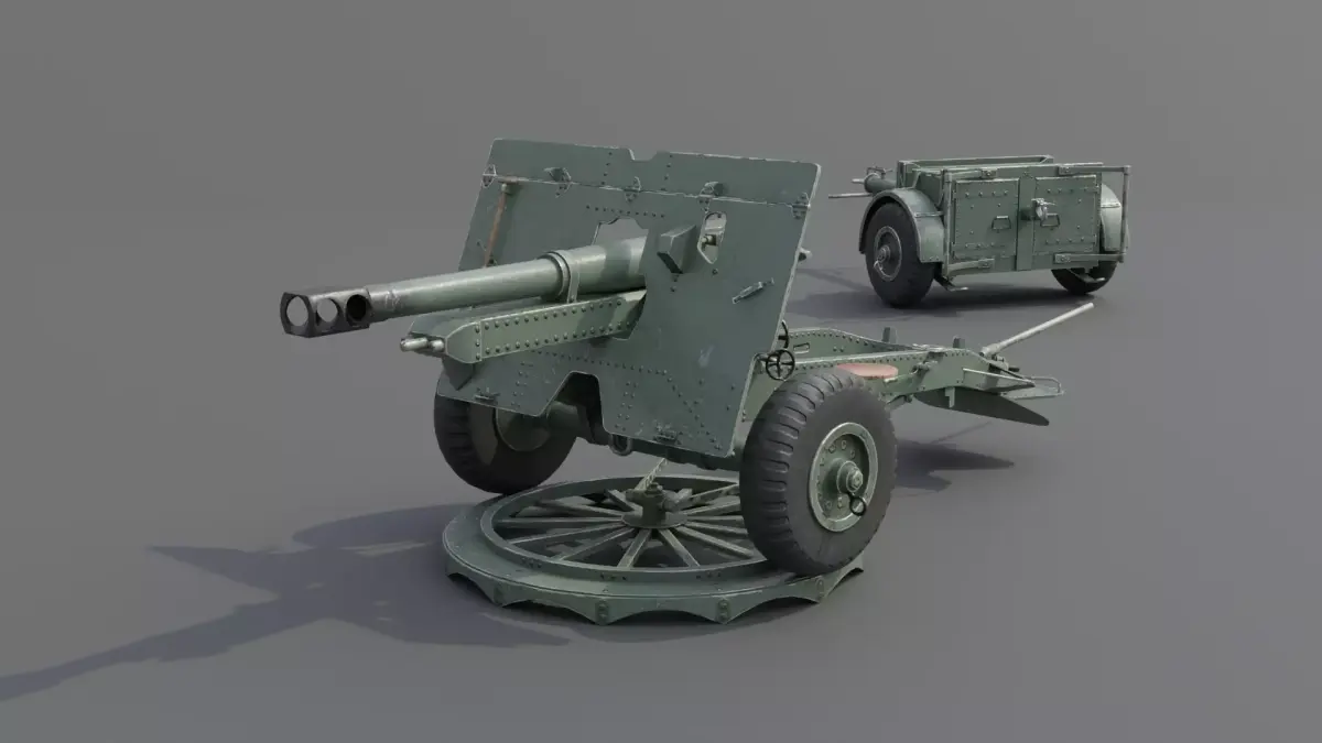 Ordnance QF 25-pounder field gun Low-poly 3D model