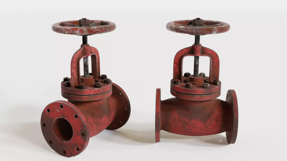Gate Valve - dirty and rust 3D model