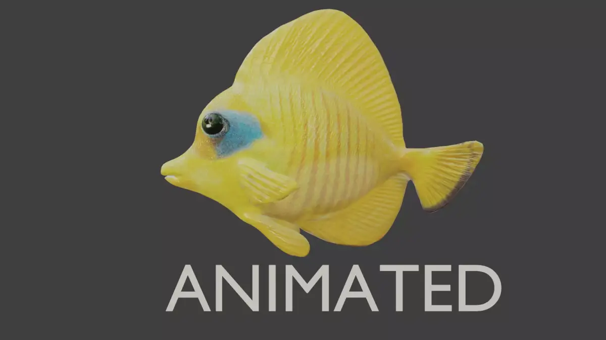 butterfly fish animated Low-poly 3D model