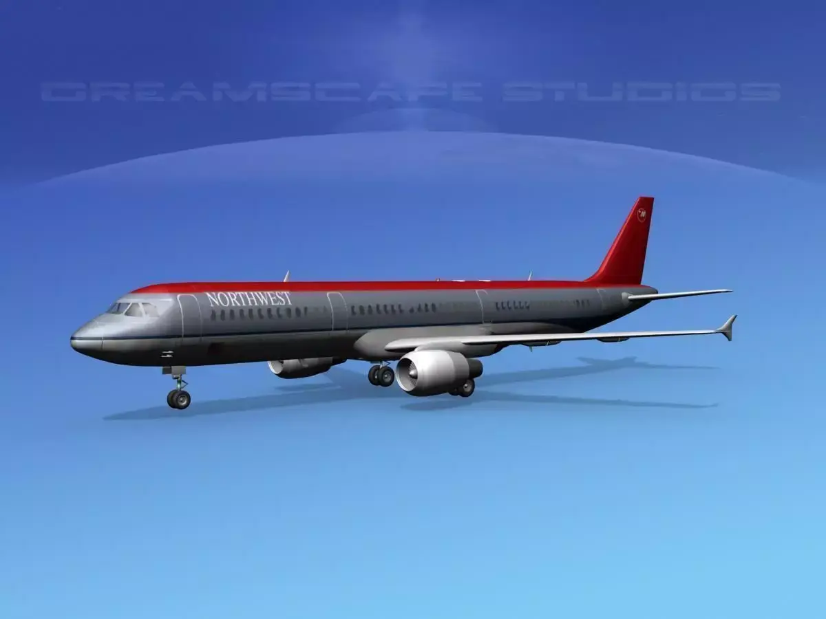 Airbus A321 Northwest 3D model