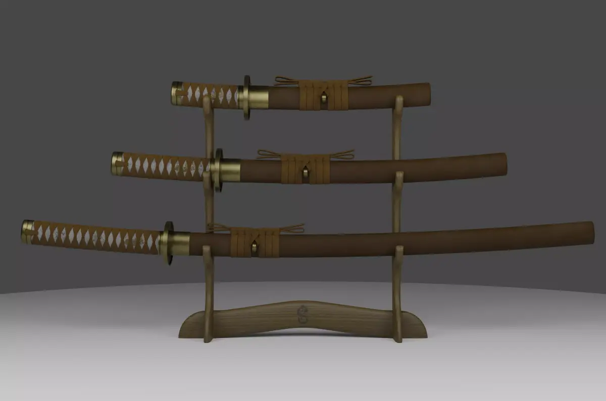 Set of japanese swords - Dragon Riujin 3D model