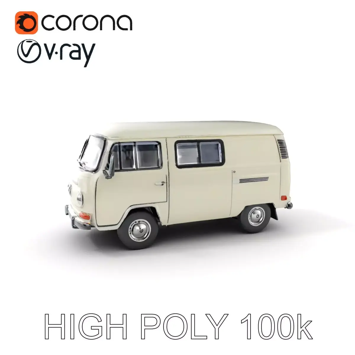 Classic Camper Van D Model Pack Low-poly 3D model