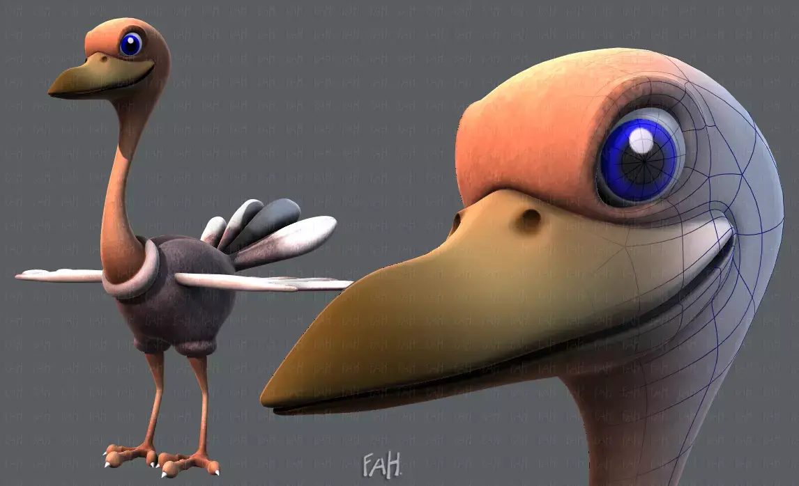 Ostrich V01 Low-poly 3D model