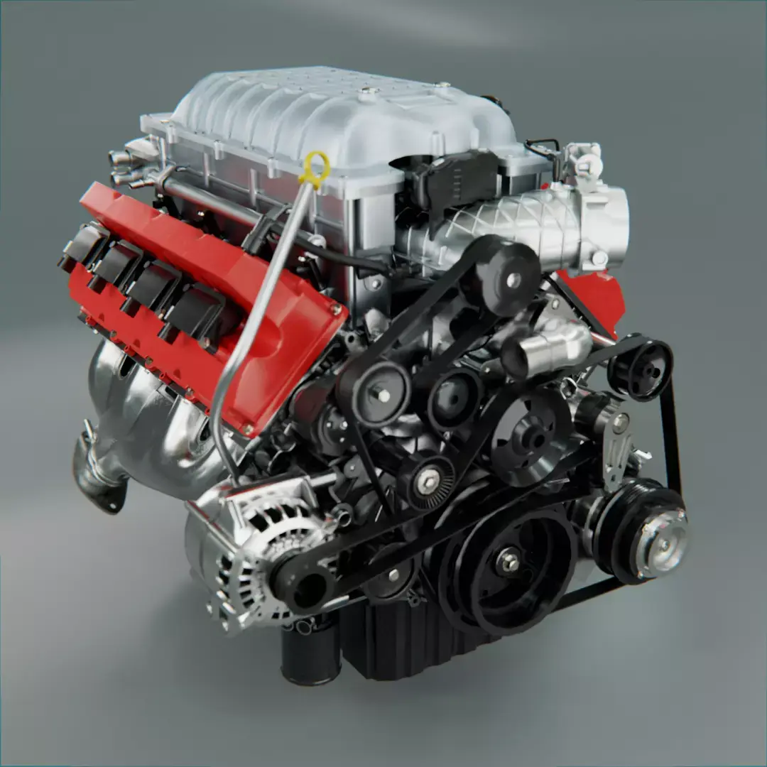  V8  Supercharged Engine 3D model